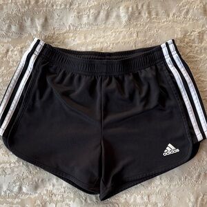 Adidas GIRL'S Black Athletic Shorts with White Stripes